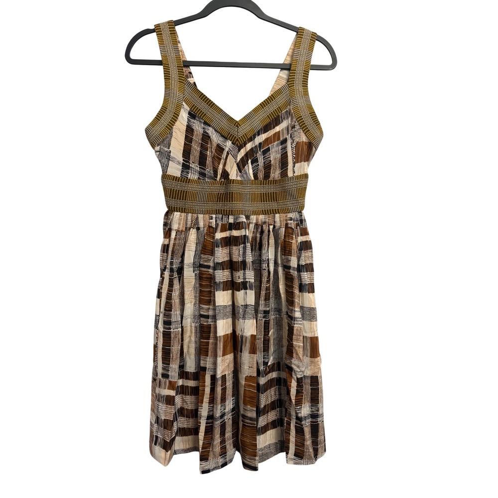 Plenty by Tracy Reese 100% Silk Dress Size‎ 2 Abstract Print V-Neck Fit & Flare